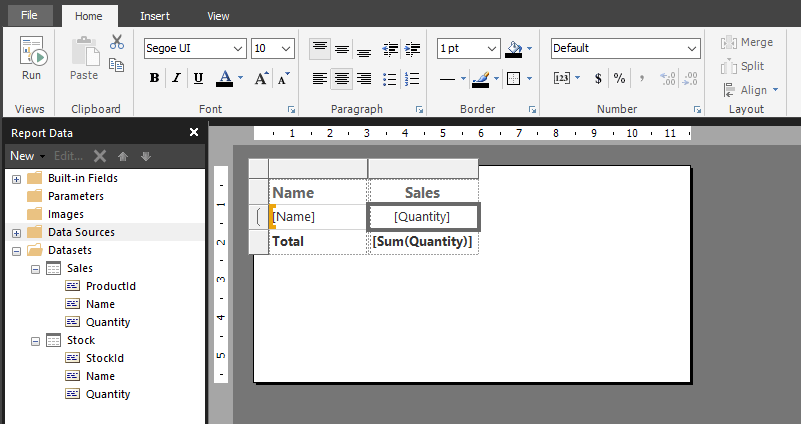 Initial report layout