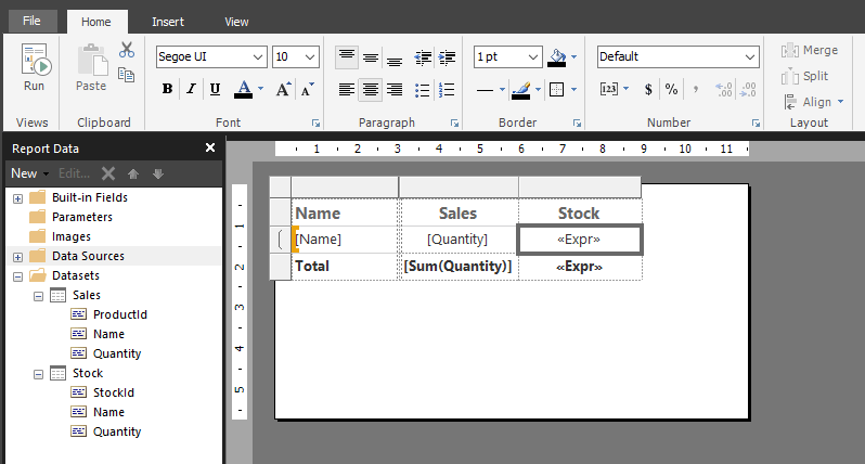 Modified report layout