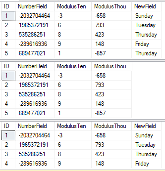 Result set after adding new field and querying
