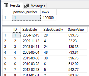 Table details before partitioning took place