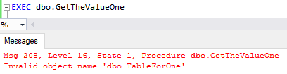 An error is shown due to the table name changing
