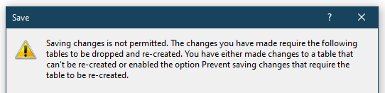 Saving changes are not permitted