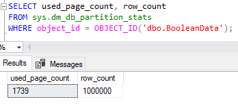 Initial page count after table creation