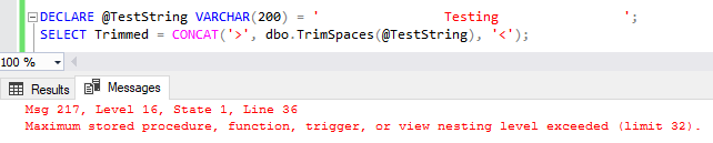 Trimming fails due to nested execution limits