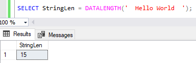 Using DATALENGTH function to calculate string length with spaces