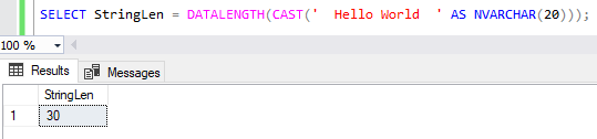 Using DATALENGTH function on Unicode string returning number of bytes