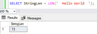 LEN function with test string having spaces either side