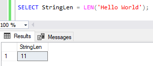 Simple LEN function example