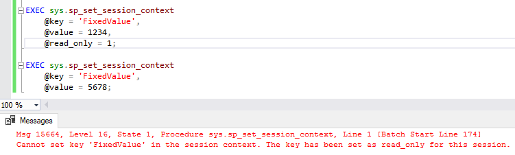 Read only value example using Session Context