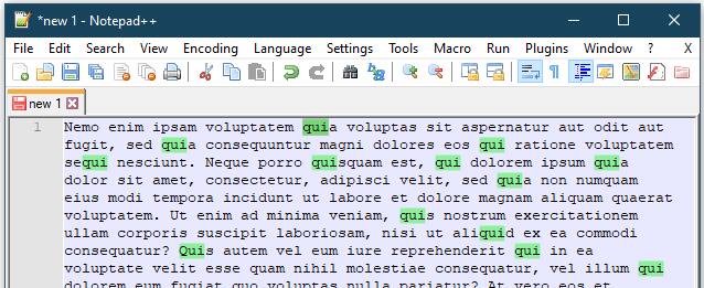 Highlighting any words containing 'qui'