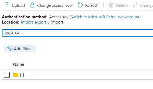 Azure container search only works based on prefix so returns no results