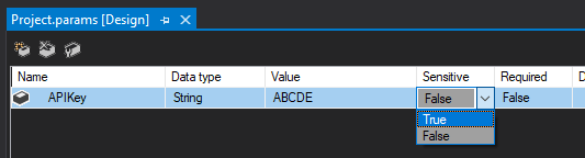 Toggle to flag parameters as sensitive