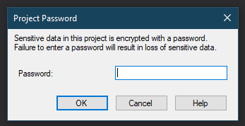 Password prompt to read sensitive values when opening a project