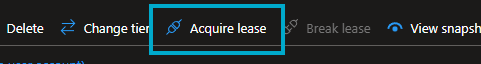 Acquire Lease button shown when selecting a file in blob storage