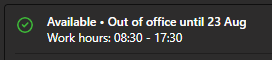 Profile status showing both Available and Out of Office