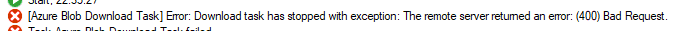 Bad request shown in the SSIS progress log