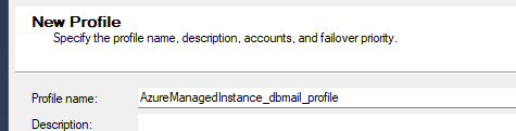 Creating a new Mail Profile within a Managed Instance using the required profile name