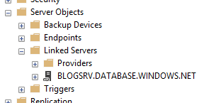 Linked Server connection successfully established for an Azure SQL Database