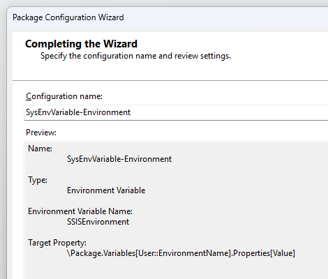 Summary of the configuration when using a system environment variable
