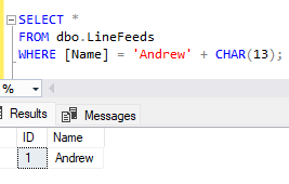 Searching successful when explicitly adding a carriage return