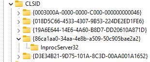 Registry tree where the value is located to manually override the context menu setting