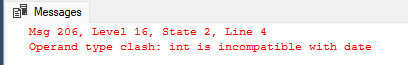 Implicit conversion failing when converting between INT and DATE data types