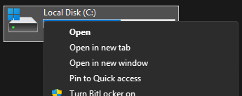Legacy context menu shown in Explorer following the registry change