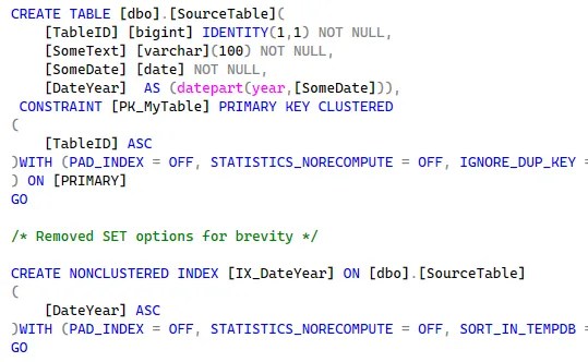 Updated copy of the scripted table which now correctly includes the index