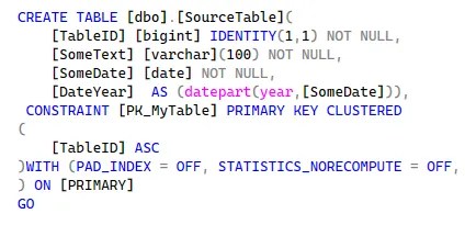 Table creation scripted but missing the index details