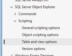 Settings tree showing the Scripting heading which contains relevant setting options
