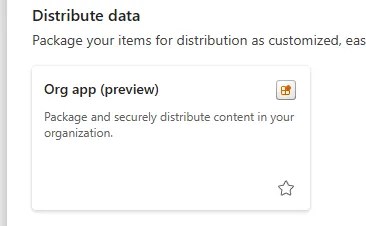 Option within the New Item dialog to create an Org App