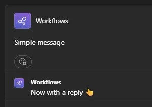 Sample reply in Teams as posted from the app