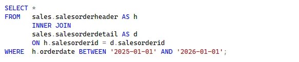 Example of SQL script in SSMS after formatting has been applied